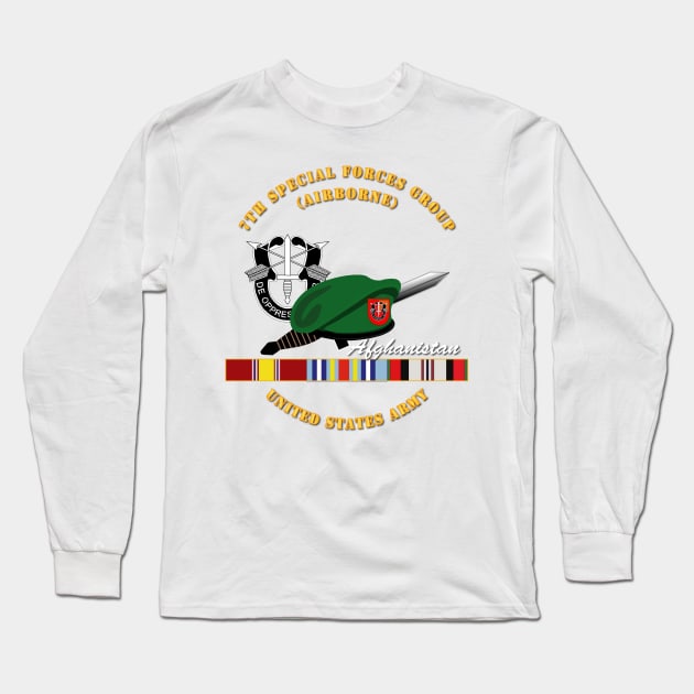 7th SFG DUI, Beret, Dagger - US Army - Afghanistan Ribbons - V2 Long Sleeve T-Shirt by twix123844